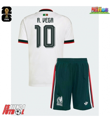 México Alexis Vega #10 Segunda Equipación Niños Mundial 2026 Manga Corta (+ Pantalones cortos)